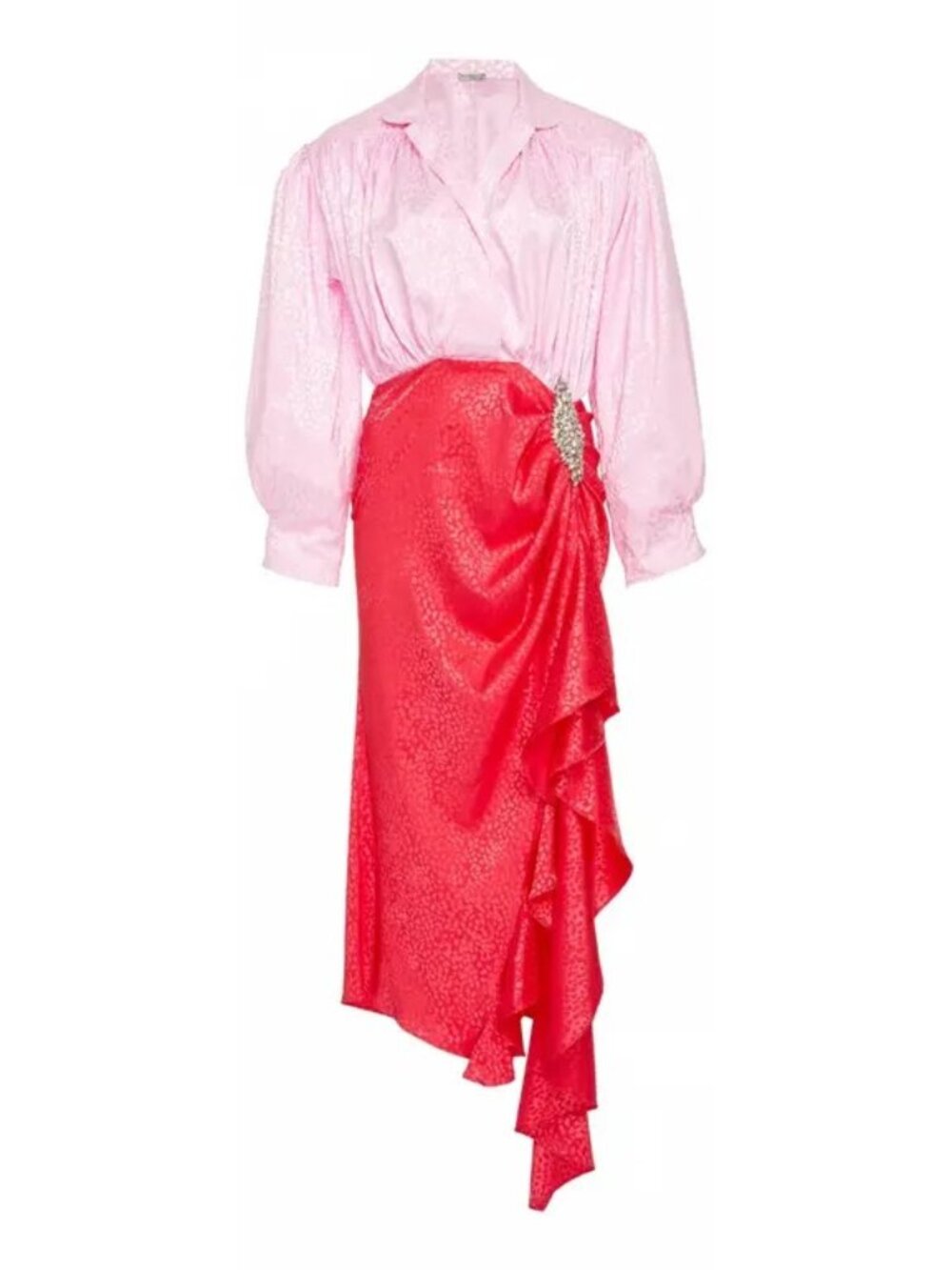DODO BAR OR Betta Embellished Two Tone Ruffle Midi Dress - XS